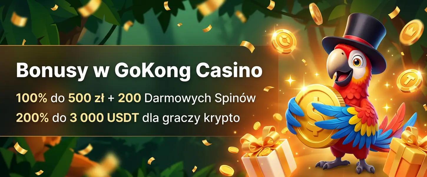Bonus powitalny GoKong – 500 zł + 200 spinów i oferta krypto